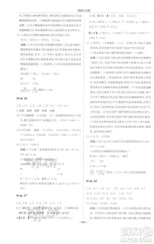 龙门书局2023启东中学作业本九年级下册化学沪教版苏北专版参考答案 龙门书局2023启东中学作业本九年级下册化学沪教版苏北专版参考答案