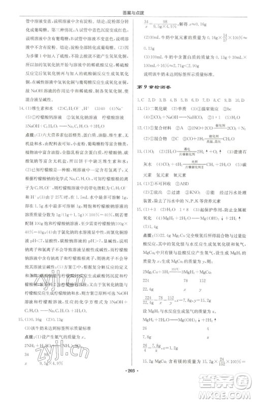 龙门书局2023启东中学作业本九年级下册化学沪教版苏北专版参考答案 龙门书局2023启东中学作业本九年级下册化学沪教版苏北专版参考答案