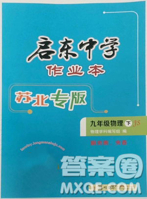 龙门书局2023启东中学作业本九年级下册物理江苏版苏北专版参考答案