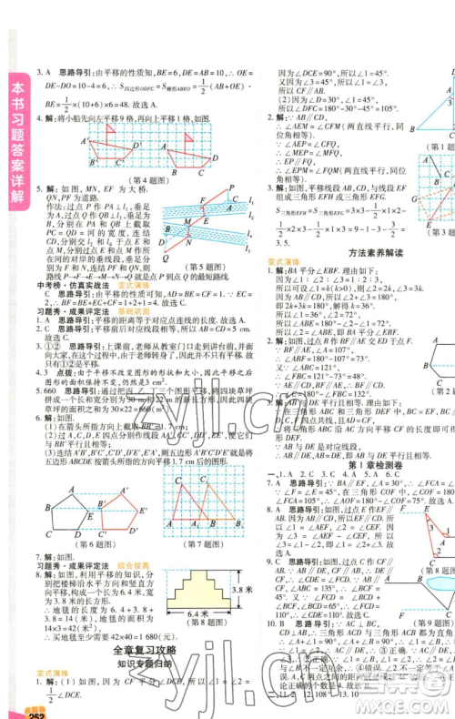 北京教育出版社2023倍速学习法七年级下册数学浙教版参考答案