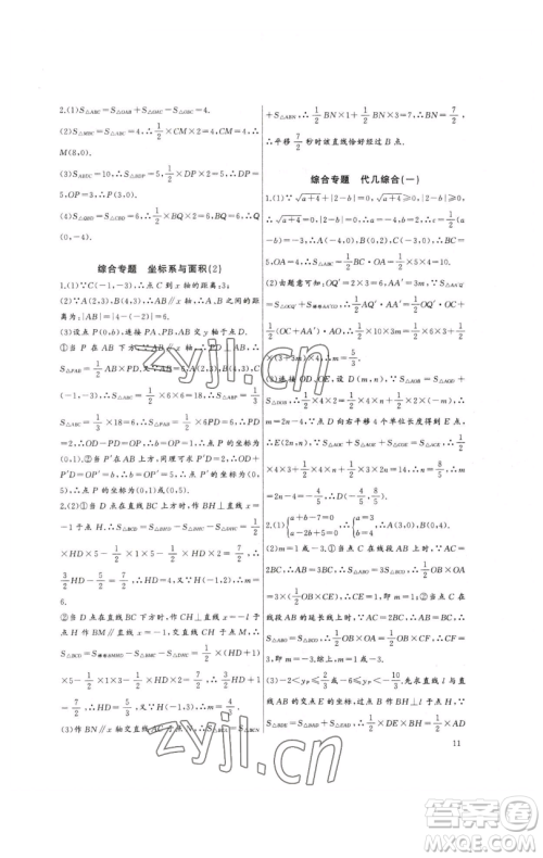 长江少年儿童出版社2023思维新观察培优讲练七年级下册数学人教版参考答案 长江少年儿童出版社2023思维新观察培优讲练七年级下册数学人教版参考答案