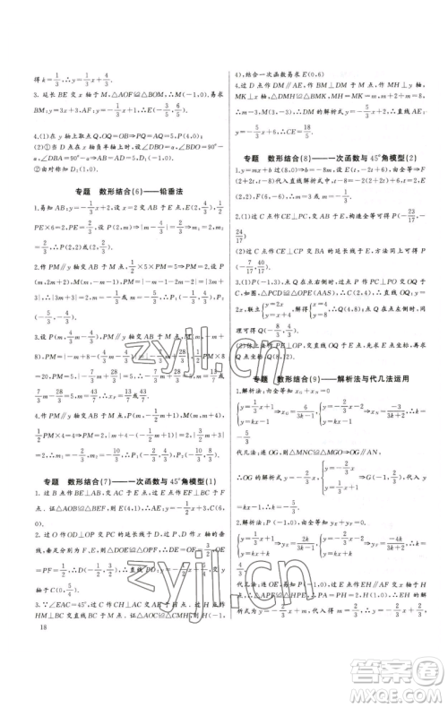 长江少年儿童出版社2023思维新观察培优讲练八年级下册数学人教版参考答案