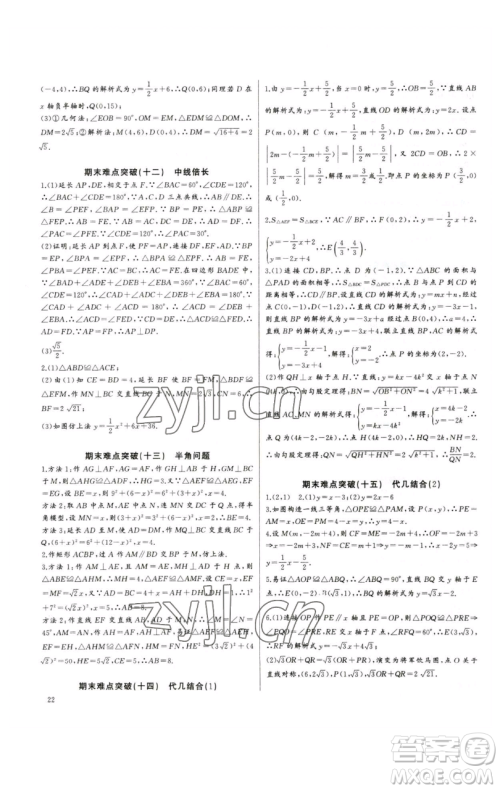 长江少年儿童出版社2023思维新观察培优讲练八年级下册数学人教版参考答案