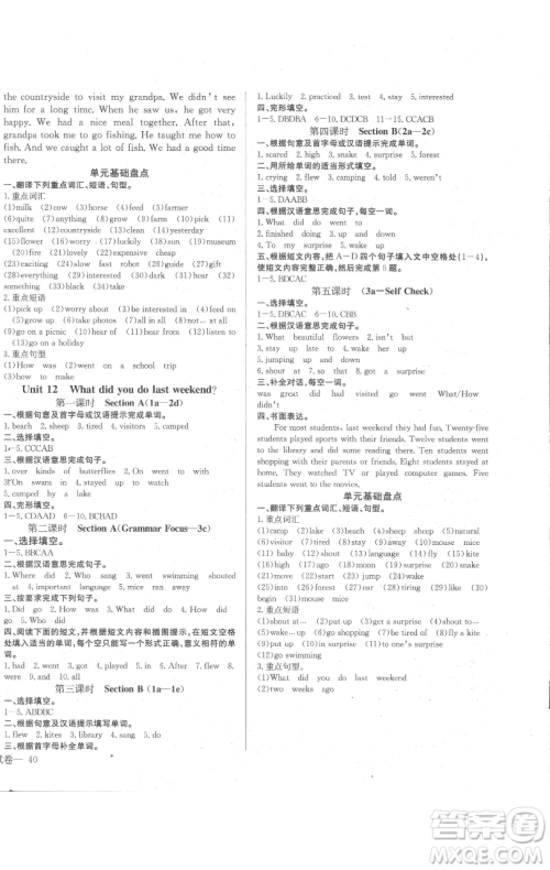 长江少年儿童出版社2023思维新观察七年级下册英语人教版参考答案