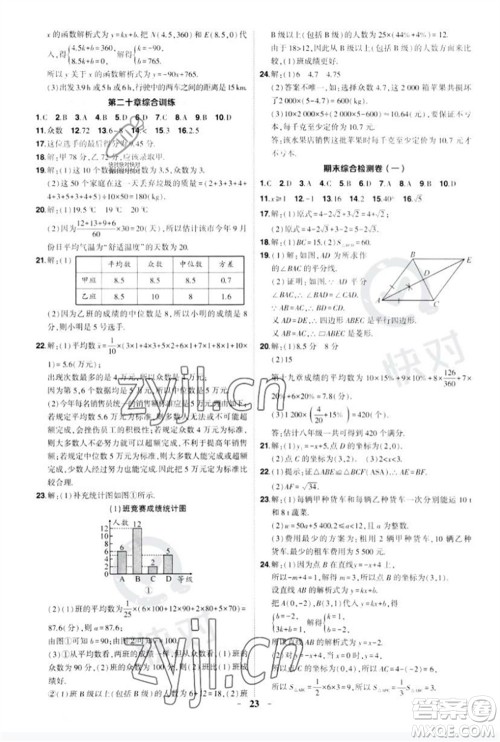 武汉出版社2023状元成才路创优作业八年级数学下册人教版参考答案