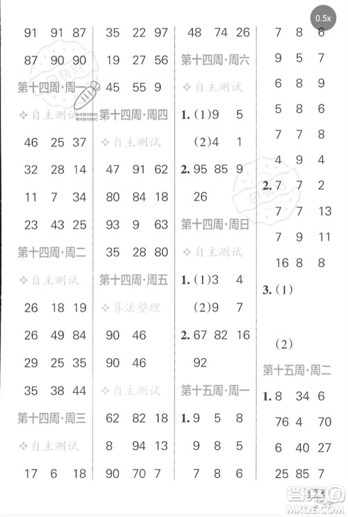 辽宁教育出版社2023小学学霸天天计算一年级数学下册苏教版河南专版参考答案 辽宁教育出版社2023小学学霸天天计算一年级数学下册苏教版河南专版参考答案