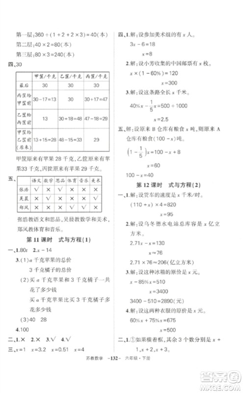 西安出版社2023状元成才路创优作业100分六年级数学下册苏教版参考答案 西安出版社2023状元成才路创优作业100分六年级数学下册苏教版参考答案