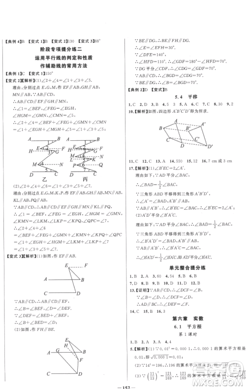 延边大学出版社2023世纪金榜百练百胜七年级下册数学人教版参考答案
