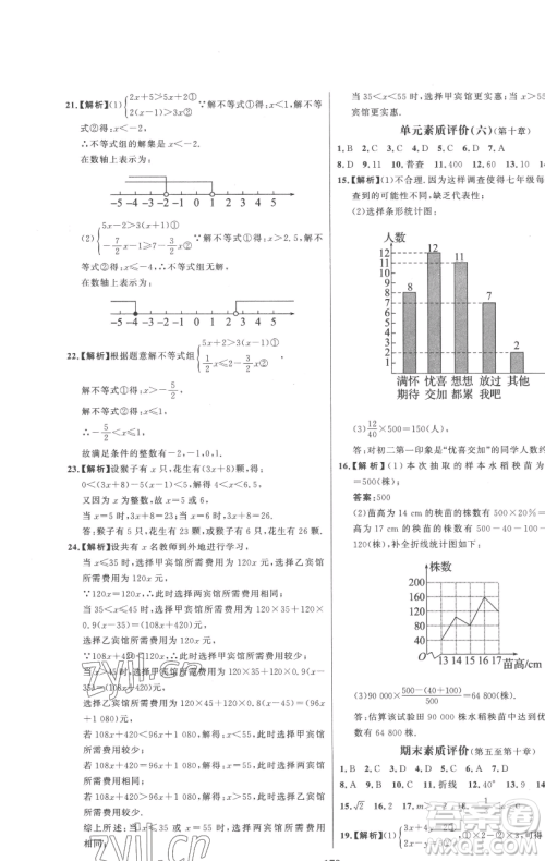 延边大学出版社2023世纪金榜百练百胜七年级下册数学人教版参考答案