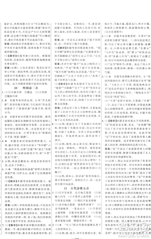 延边大学出版社2023世纪金榜百练百胜七年级下册语文人教版参考答案