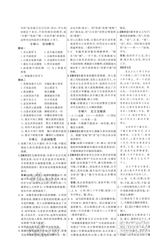 延边大学出版社2023世纪金榜百练百胜七年级下册语文人教版参考答案