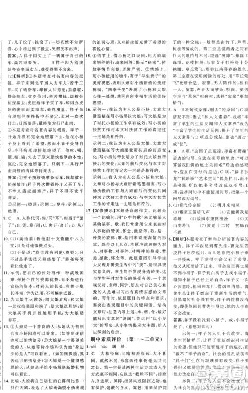 延边大学出版社2023世纪金榜百练百胜七年级下册语文人教版参考答案