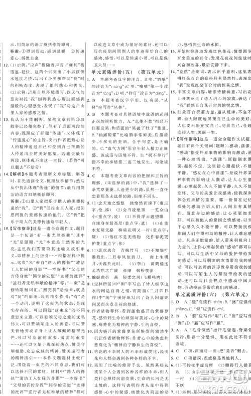 延边大学出版社2023世纪金榜百练百胜七年级下册语文人教版参考答案