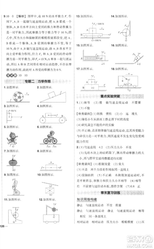 武汉出版社2023状元成才路创优作业八年级物理下册人教版参考答案