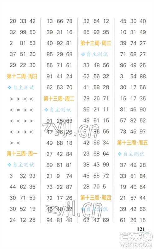 辽宁教育出版社2023小学学霸天天计算一年级数学下册人教版参考答案