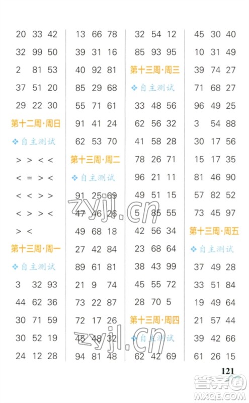 辽宁教育出版社2023小学学霸天天计算一年级数学下册人教版参考答案