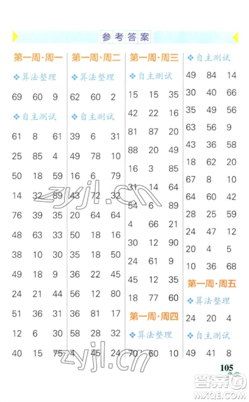 辽宁教育出版社2023小学学霸天天计算二年级数学下册人教版参考答案 辽宁教育出版社2023小学学霸天天计算二年级数学下册人教版参考答案