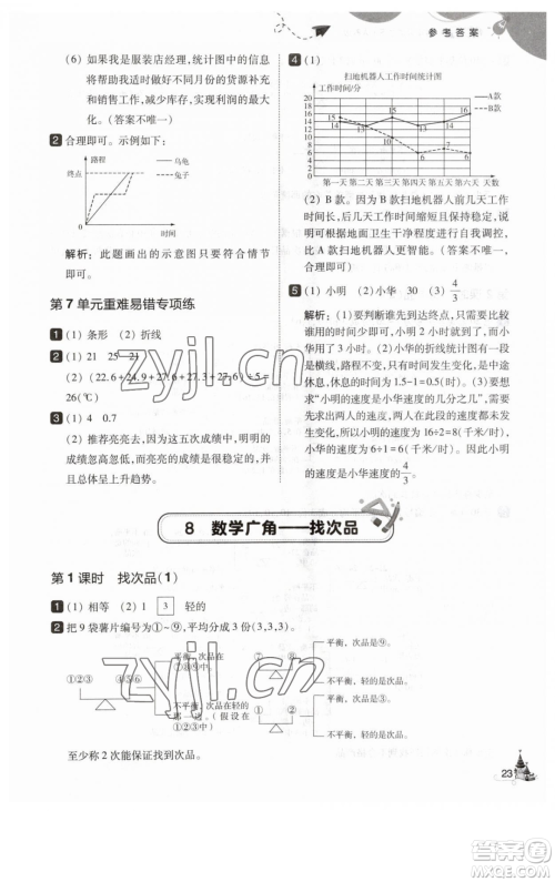 东北师范大学出版社2023北大绿卡五年级下册数学人教版参考答案