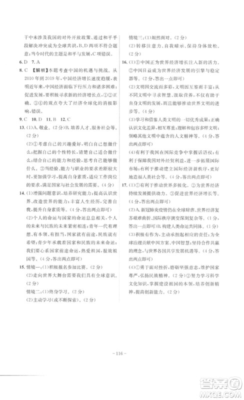 安徽师范大学出版社2023课时A计划九年级道德与法治下册人教版安徽专版答案 安徽师范大学出版社2023课时A计划九年级道德与法治下册人教版安徽专版答案