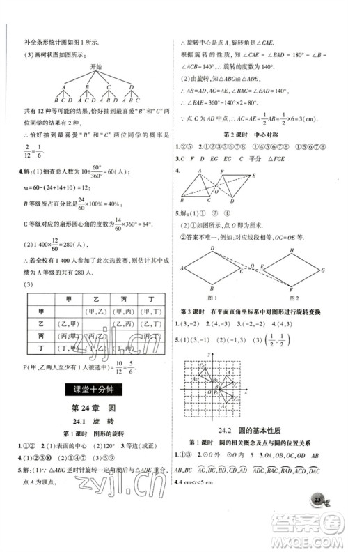 安徽大学出版社2023创新课堂创新作业本九年级数学下册沪科版参考答案