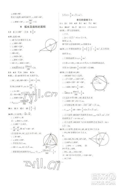 安徽大学出版社2023创新课堂创新作业本九年级数学下册北师大版参考答案