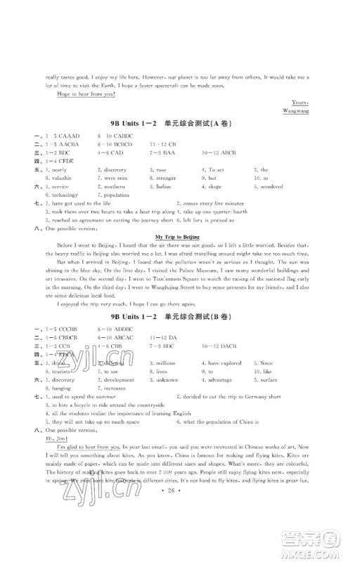 南京大学出版社2023创新优化学案九年级英语下册译林版答案