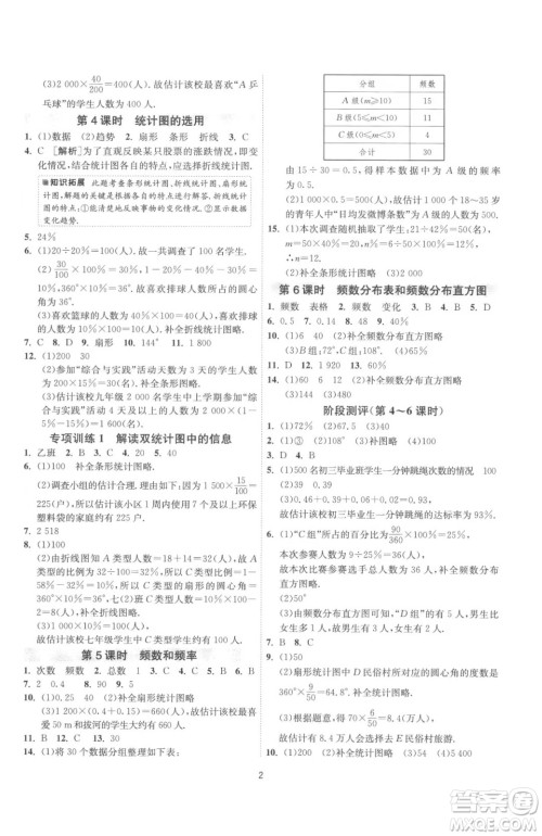 江苏人民出版社2023春季1课3练单元达标测试八年级下册数学苏科版参考答案