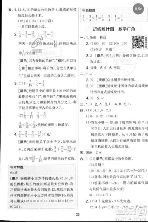 江苏人民出版社2023春实验班提优大考卷五年级数学下册人教版参考答案 江苏人民出版社2023春实验班提优大考卷五年级数学下册人教版参考答案