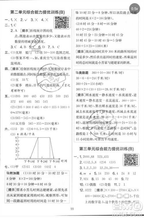 吉林教育出版社2023春实验班提优大考卷五年级数学下册苏教版参考答案