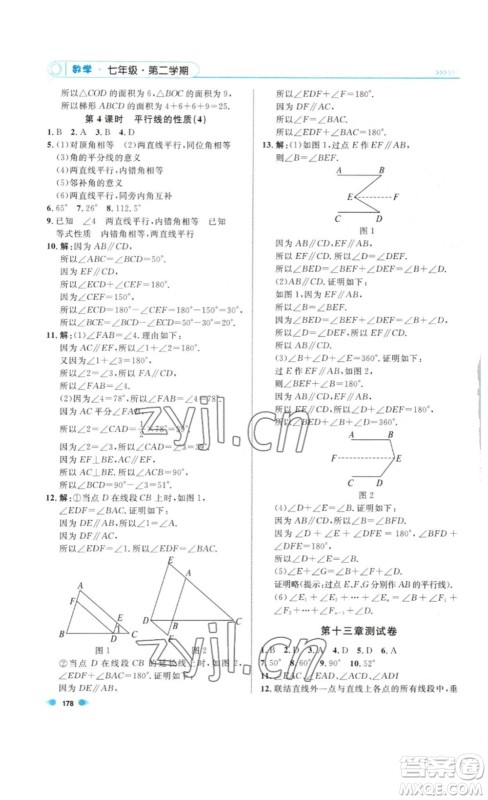 天津人民出版社2023上海作业数学七年级下册沪教版答案