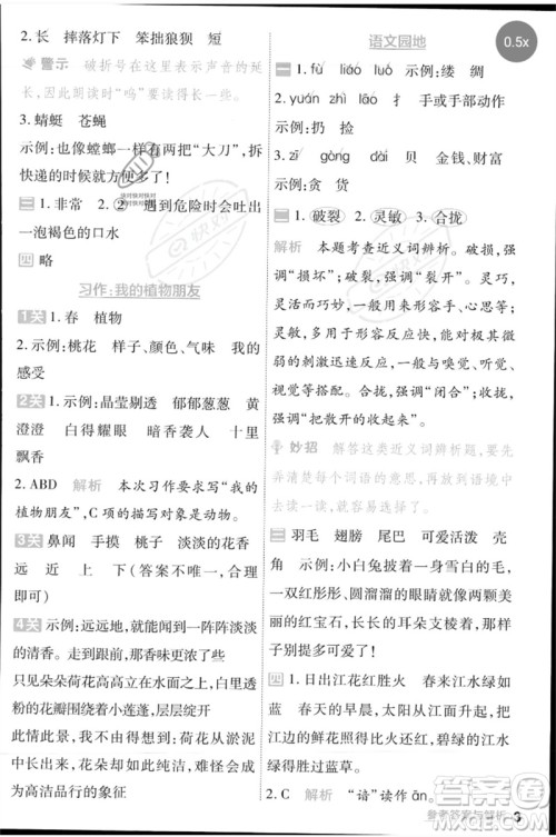 南京师范大学出版社2023一遍过三年级语文下册人教版参考答案 南京师范大学出版社2023一遍过三年级语文下册人教版参考答案