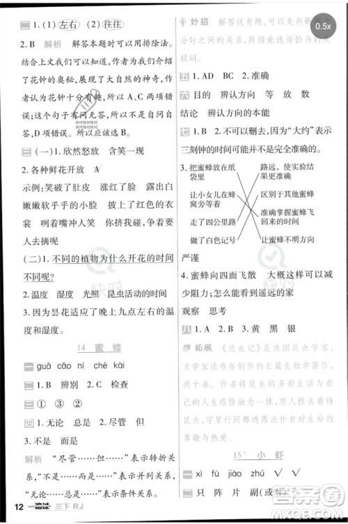 南京师范大学出版社2023一遍过三年级语文下册人教版参考答案 南京师范大学出版社2023一遍过三年级语文下册人教版参考答案