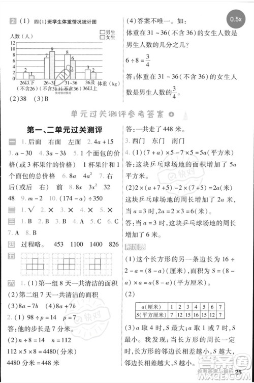 延边教育出版社2023一遍过四年级数学下册冀教版参考答案