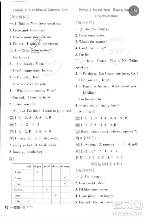 延边教育出版社2023一遍过四年级英语下册三起点译林版参考答案 延边教育出版社2023一遍过四年级英语下册三起点译林版参考答案