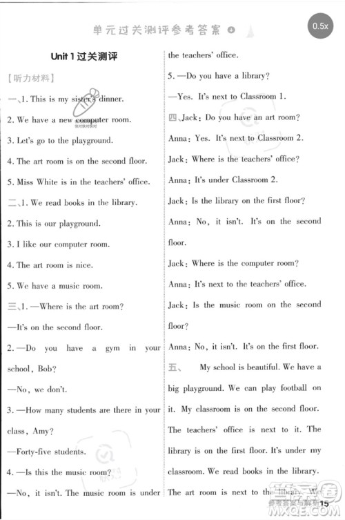 南京师范大学出版社2023一遍过四年级英语下册三起点人教PEP版参考答案 南京师范大学出版社2023一遍过四年级英语下册三起点人教PEP版参考答案