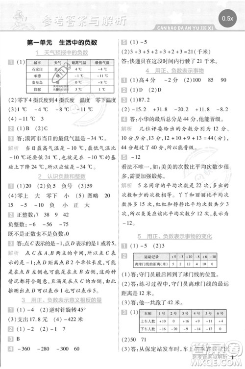 延边教育出版社2023一遍过六年级数学下册冀教版参考答案