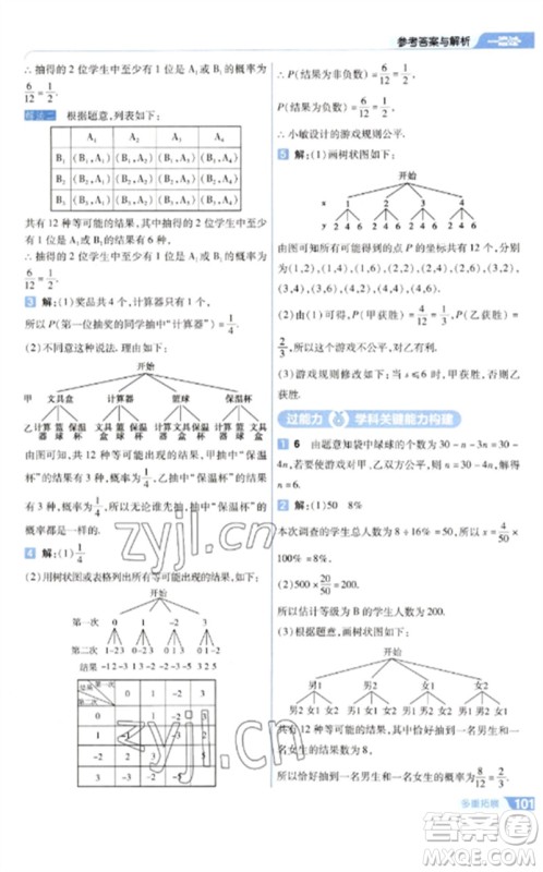 南京师范大学出版社2023一遍过九年级数学下册苏科版参考答案