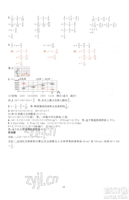 华东师范大学出版社2023华东师大版一课一练五年级下册数学人教版A版参考答案 华东师范大学出版社2023华东师大版一课一练五年级下册数学人教版A版参考答案