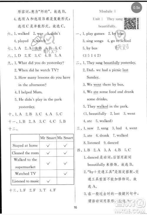 江苏人民出版社2023实验班提优训练四年级英语下册外研版参考答案 江苏人民出版社2023实验班提优训练四年级英语下册外研版参考答案