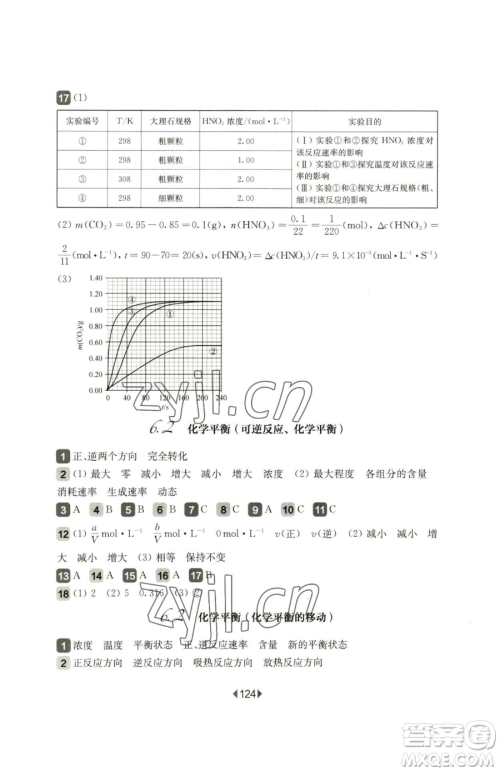 华东师范大学出版社2023华东师大版一课一练高中一年级下册化学沪教版参考答案 华东师范大学出版社2023华东师大版一课一练高中一年级下册化学沪教版参考答案