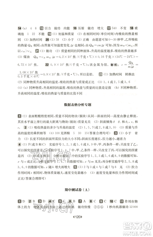 华东师范大学出版社2023华东师大版一课一练八年级下册物理沪教版增强版参考答案