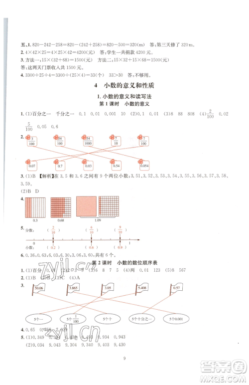 华东师范大学出版社2023华东师大版一课一练四年级下册数学人教版A版参考答案 华东师范大学出版社2023华东师大版一课一练四年级下册数学人教版A版参考答案