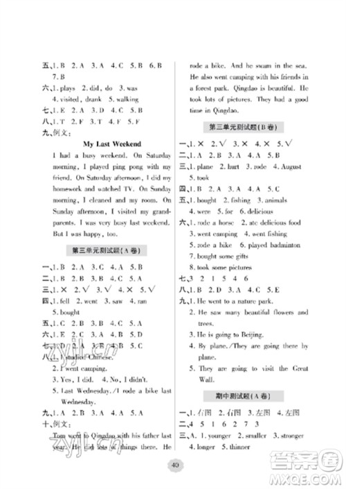 青岛出版社2023单元自测试卷六年级英语下册人教版参考答案 青岛出版社2023单元自测试卷六年级英语下册人教版参考答案