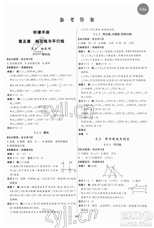 河北少年儿童出版社2023夺冠百分百新导学课时练七年级数学下册人教版参考答案