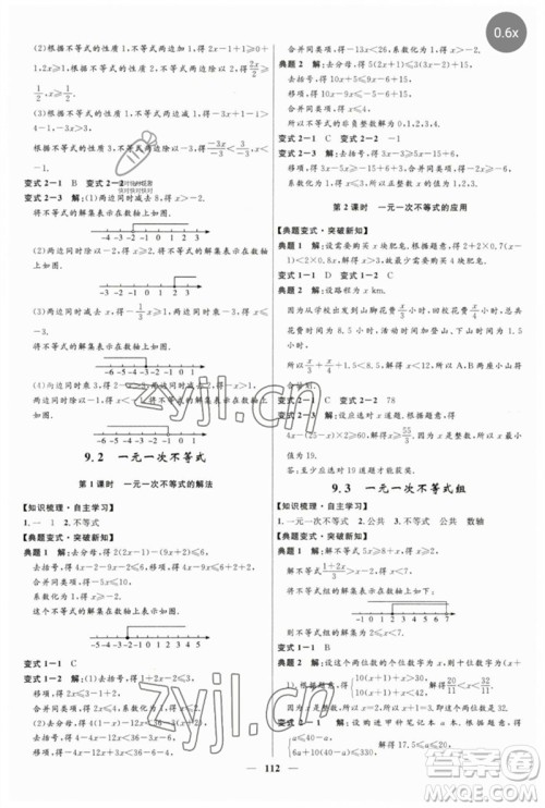 河北少年儿童出版社2023夺冠百分百新导学课时练七年级数学下册人教版参考答案