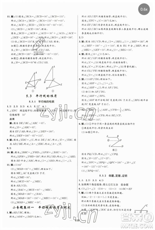 河北少年儿童出版社2023夺冠百分百新导学课时练七年级数学下册人教版参考答案