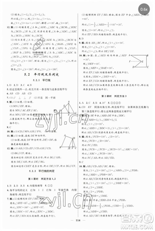 河北少年儿童出版社2023夺冠百分百新导学课时练七年级数学下册人教版参考答案