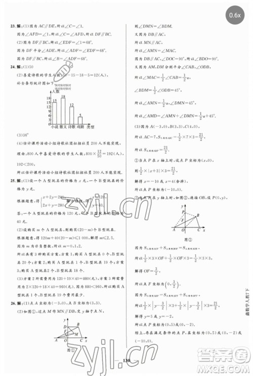 河北少年儿童出版社2023夺冠百分百新导学课时练七年级数学下册人教版参考答案