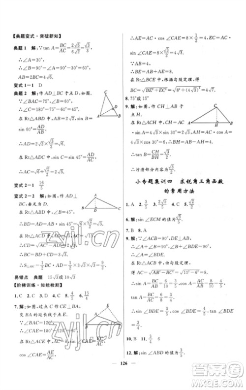 河北少年儿童出版社2023夺冠百分百新导学课时练九年级数学下册人教版参考答案 河北少年儿童出版社2023夺冠百分百新导学课时练九年级数学下册人教版参考答案