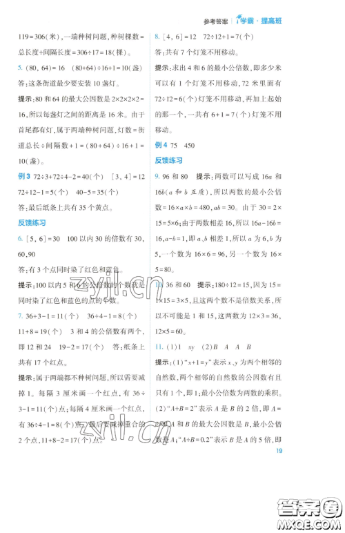 宁夏人民教育出版社2023经纶学典提高班五年级下册数学苏教版江苏专版参考答案
